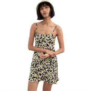 & other stories yellow floral mini slip dress